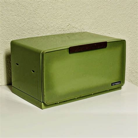 vintage metal green bread box|vintage wooden bread boxes.